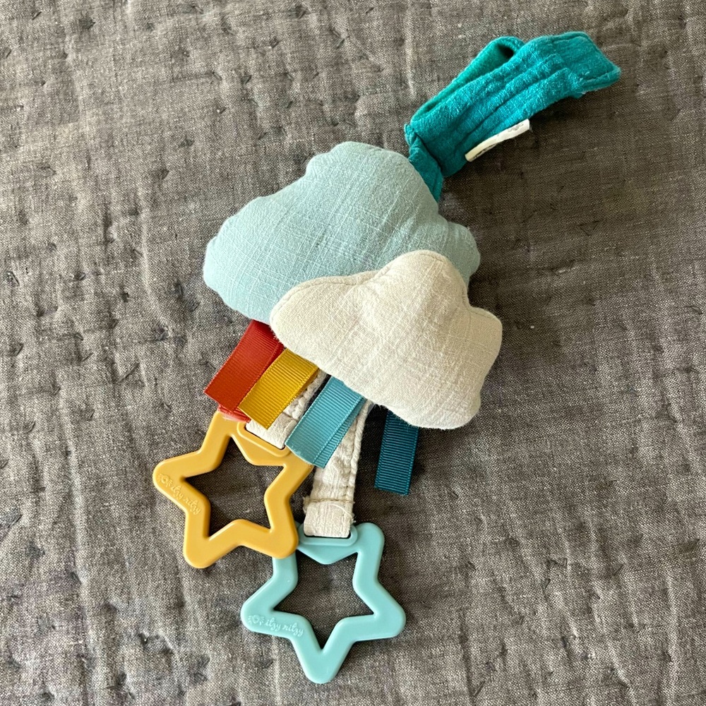 Itzy Bitzy Bespoke Ritzy Jingle Attachable Baby Toy crinkly rattle teether
